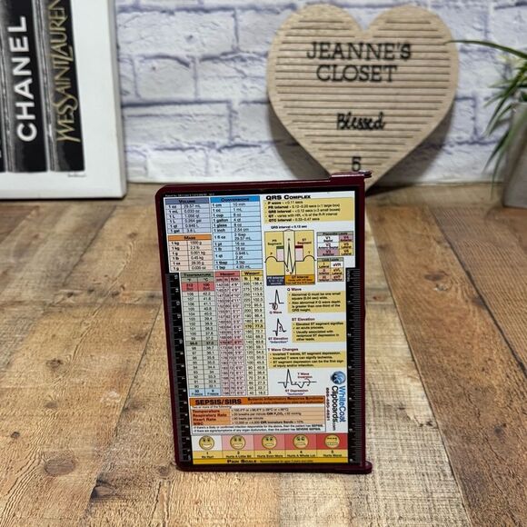 Maroon Foldable Nursing Edition Clipboard w/Reference Guides. - Picture 2 of 6